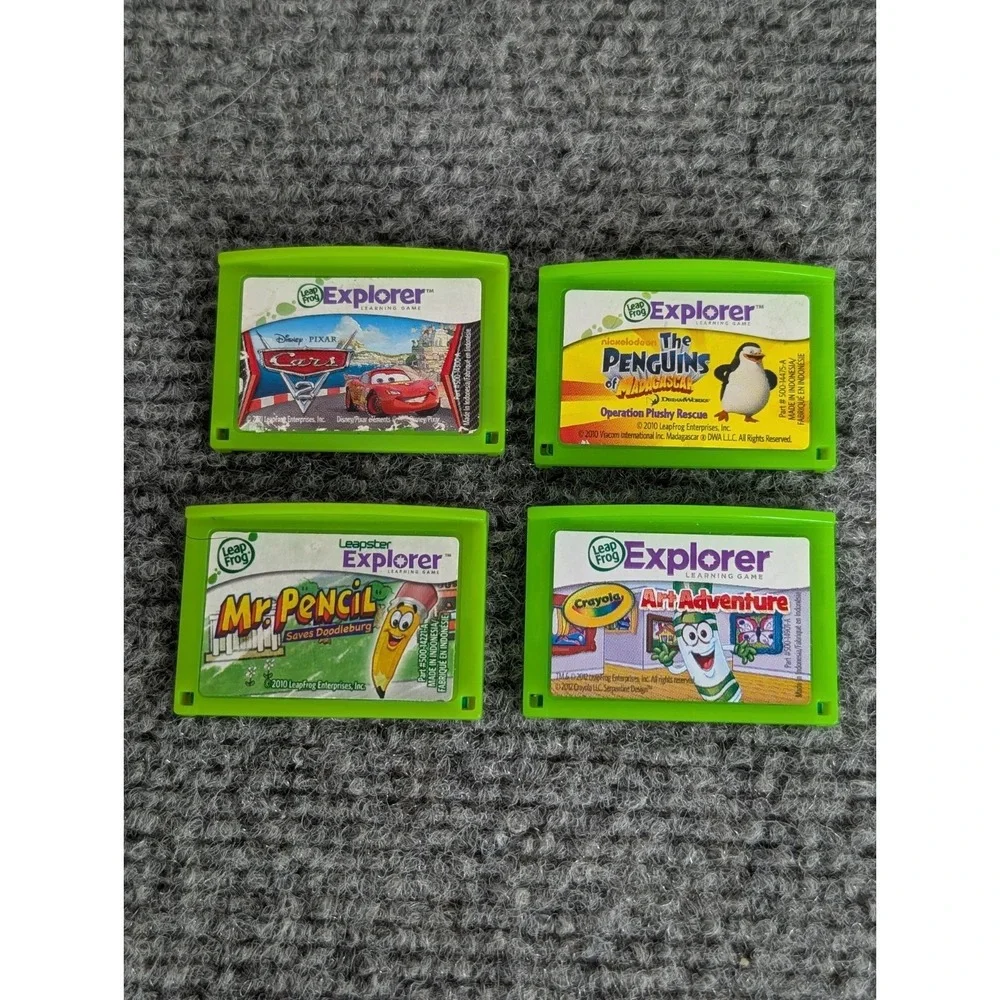 Lot Of 4 Leapfrog Explorer Learning Game Cartridges Cars 2 Penguins Of Madagasca